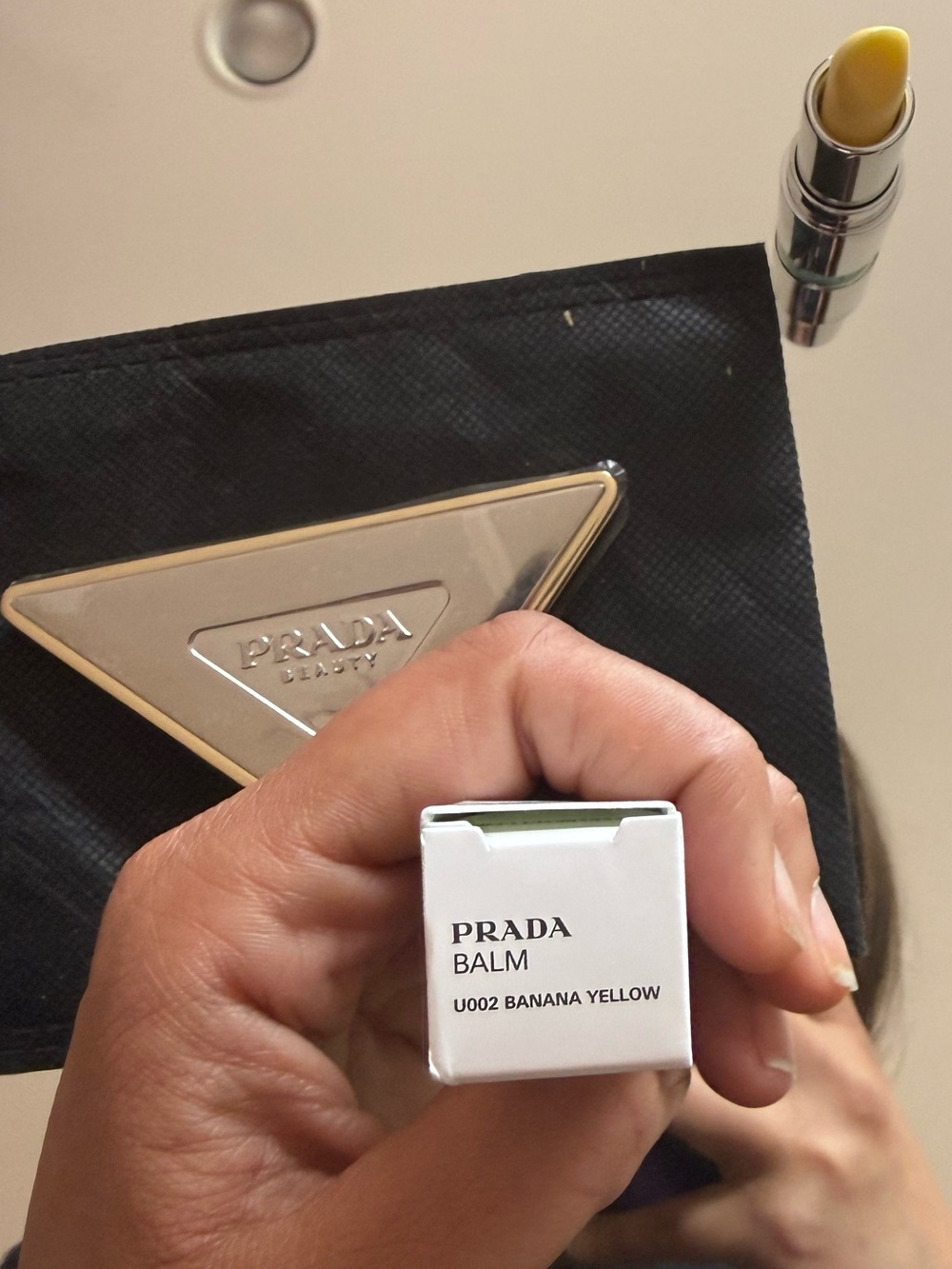 Prada Gold Compact Mirror with mini Prada lip balm! - Picture 5 of 6